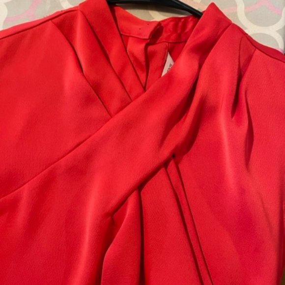 Rachel Rachel Roy Red Sleeveless Bow Pleated Top Size L - Picture 3 of 5